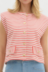 Red Stripe Button Up Top