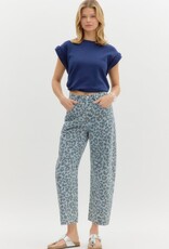 Denim Leopard Barrel Jeans