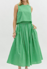 Green Stripped Skirt Set