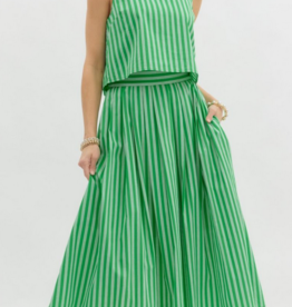 Green Stripped Skirt Set