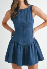 Denim Front Button Mini Dress