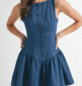 Denim Front Button Mini Dress