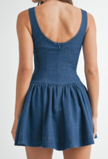 Denim Front Button Mini Dress
