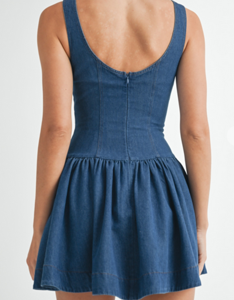 Denim Front Button Mini Dress