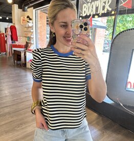 Striped Top with Blue Accents