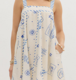 Blue Print Mini Dress
