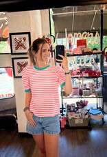 Striped Pink Top with Green Accents