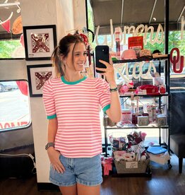 Striped Pink Top with Green Accents