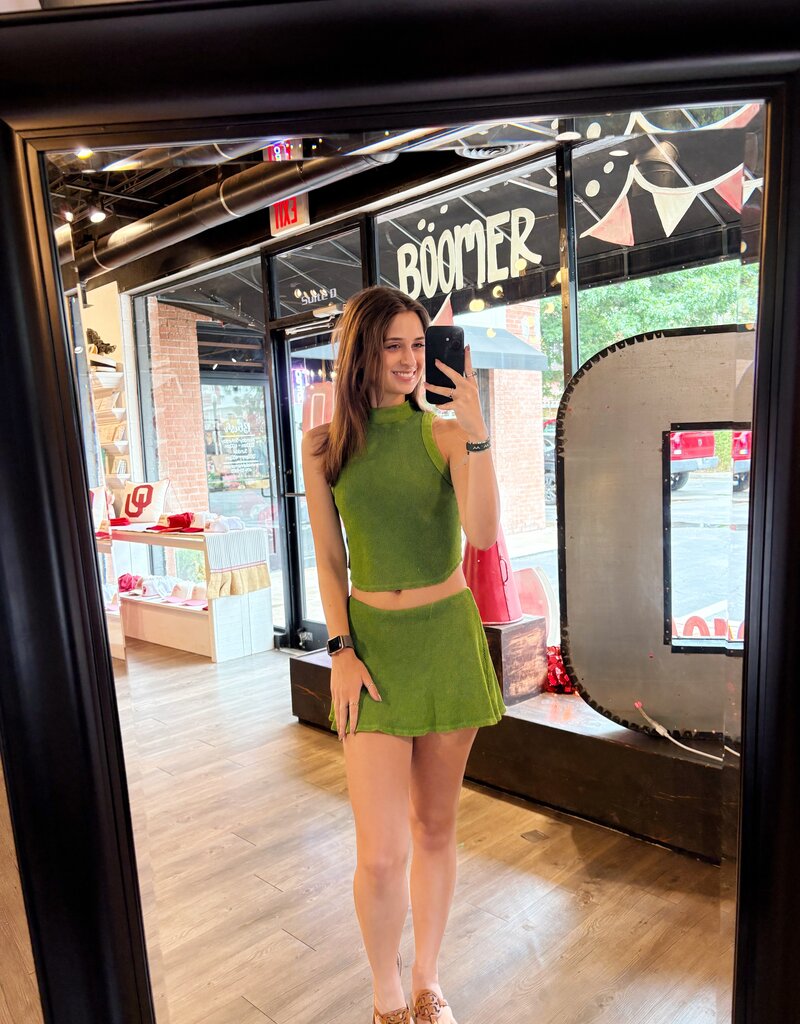 Vintage Green Knit Skort Set