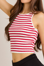 Sleeveless Striped Rib Sweater Top