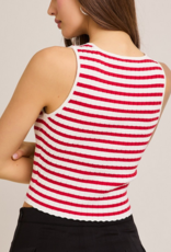 Sleeveless Striped Rib Sweater Top