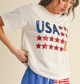 Sequin American Flag Embellished Top