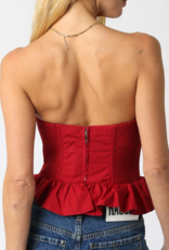 Red Peplum Strapless Top