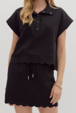 Black Scalloped Skort Set