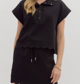 Black Scalloped Skort Set