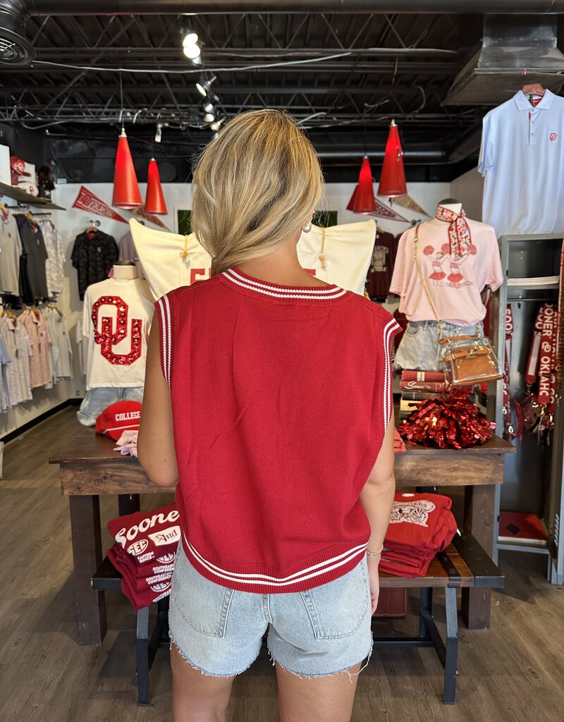 QOS Striped Cuff Sweater Vest