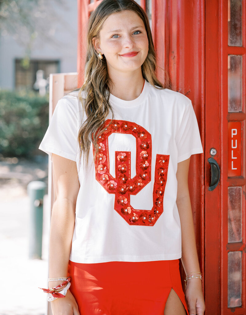 QOS Sequin Flower OU Tee