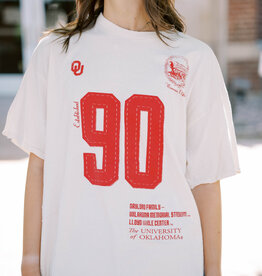 Off White Thrifted OU Sooners Crest Stamp Tee