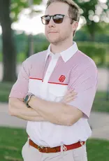 R&W Disco White With Crimson Stripe Polo