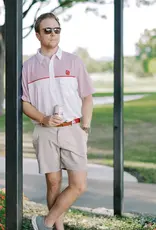 R&W Disco White With Crimson Stripe Polo