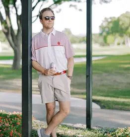R&W Disco White With Crimson Stripe Polo
