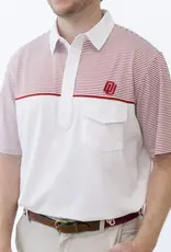 R&W Disco White With Crimson Stripe Polo