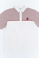 R&W Disco White With Crimson Stripe Polo