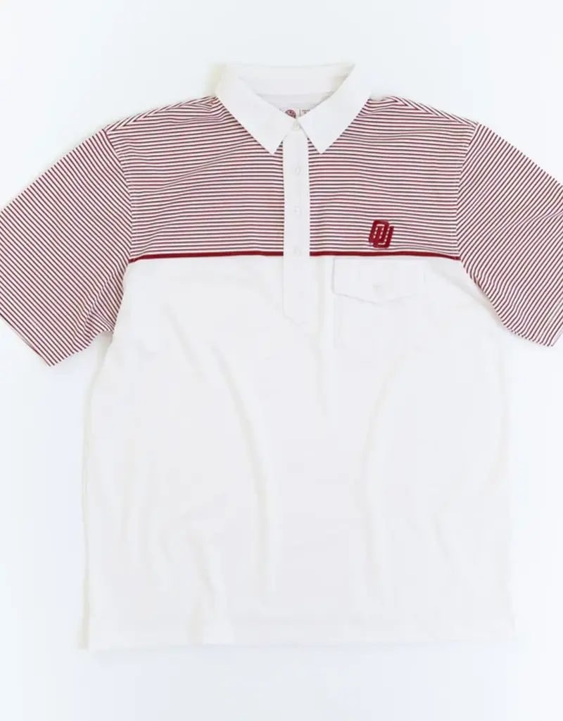 R&W Disco White With Crimson Stripe Polo