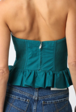 Teal Peplum Strapless Top