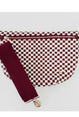 Inspired Woven Bum Bag Burgundy Check
