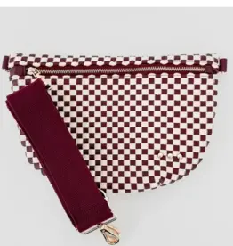 Inspired Woven Bum Bag Burgundy Check