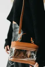 Clear Top Zip Cross Body Bag Brown
