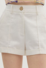 White Cuffed Shorts