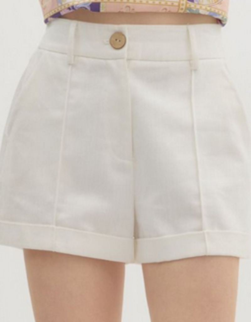 White Cuffed Shorts