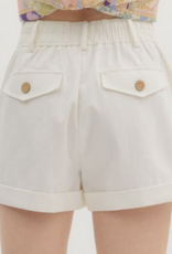 White Cuffed Shorts