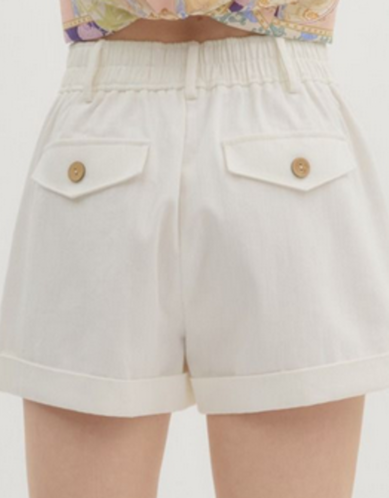 White Cuffed Shorts