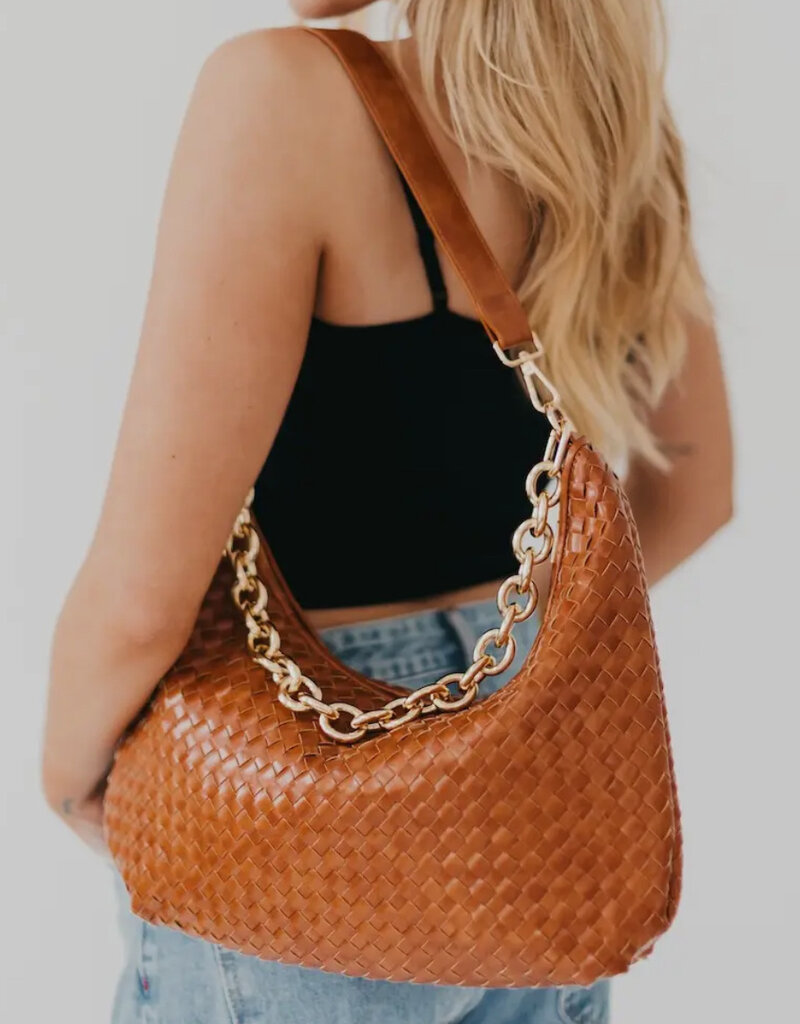 Sienna Slouchy Woven Shoulder Bag Brown