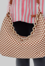 Sienna Slouchy Woven Shoulder Bag Checkered Brown