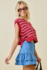 Crimson striped side tie sweater vest