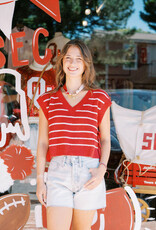 Crimson striped side tie sweater vest
