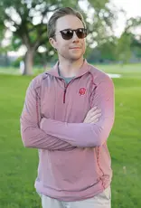 Disco Logo 1/4 Zip White/Crimson Stripe Pullover