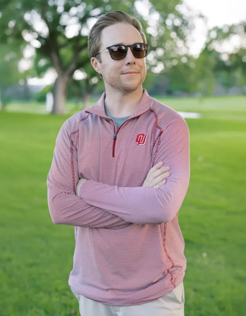 Disco Logo 1/4 Zip White/Crimson Stripe Pullover