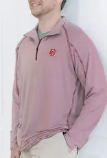 Disco Logo 1/4 Zip White/Crimson Stripe Pullover