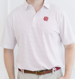 Red and West Turbo Logo Crimson Stripe Polo