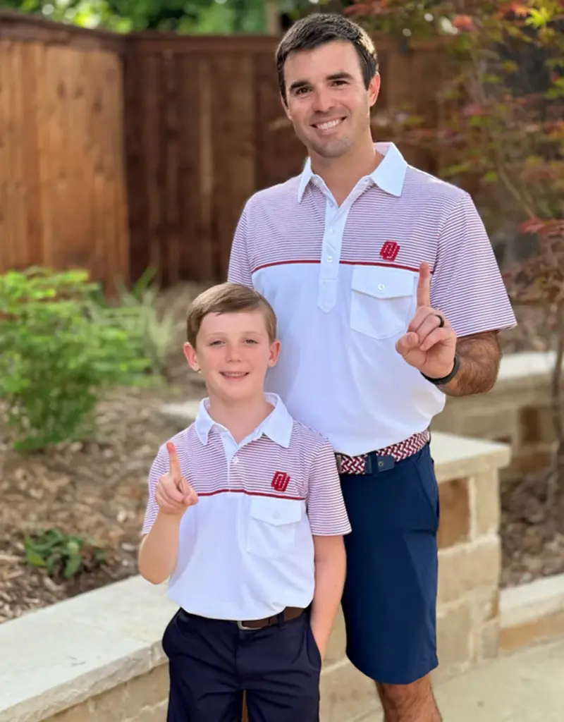 YOUTH Disco Logo Polo White w/ Crimson Striping