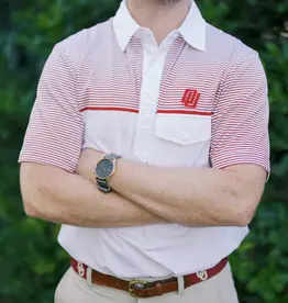 Disco Logo Polo White w/ Crimson Striping