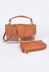 Faux Leather Studded Clear Bag