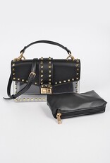 Faux Leather Studded Clear Bag
