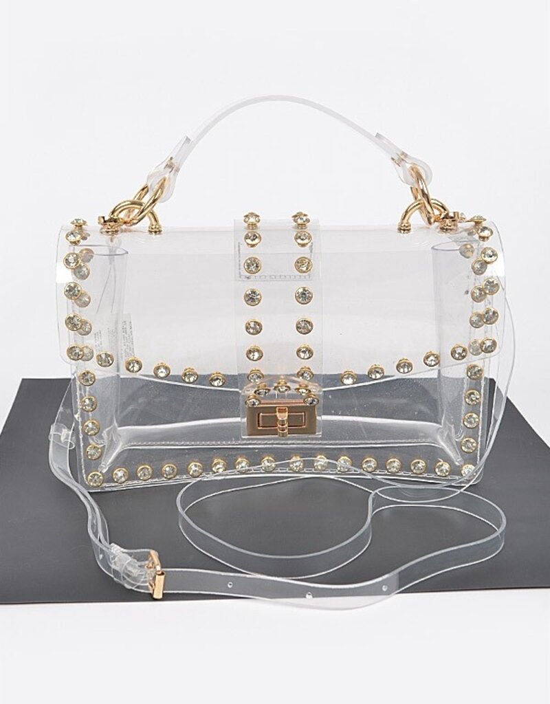 Rhinestone Studded Clear Crossbody Bag