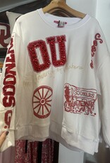 QOS Licensed Oklahoma Big Icons Scattered All Over Sweatshirt